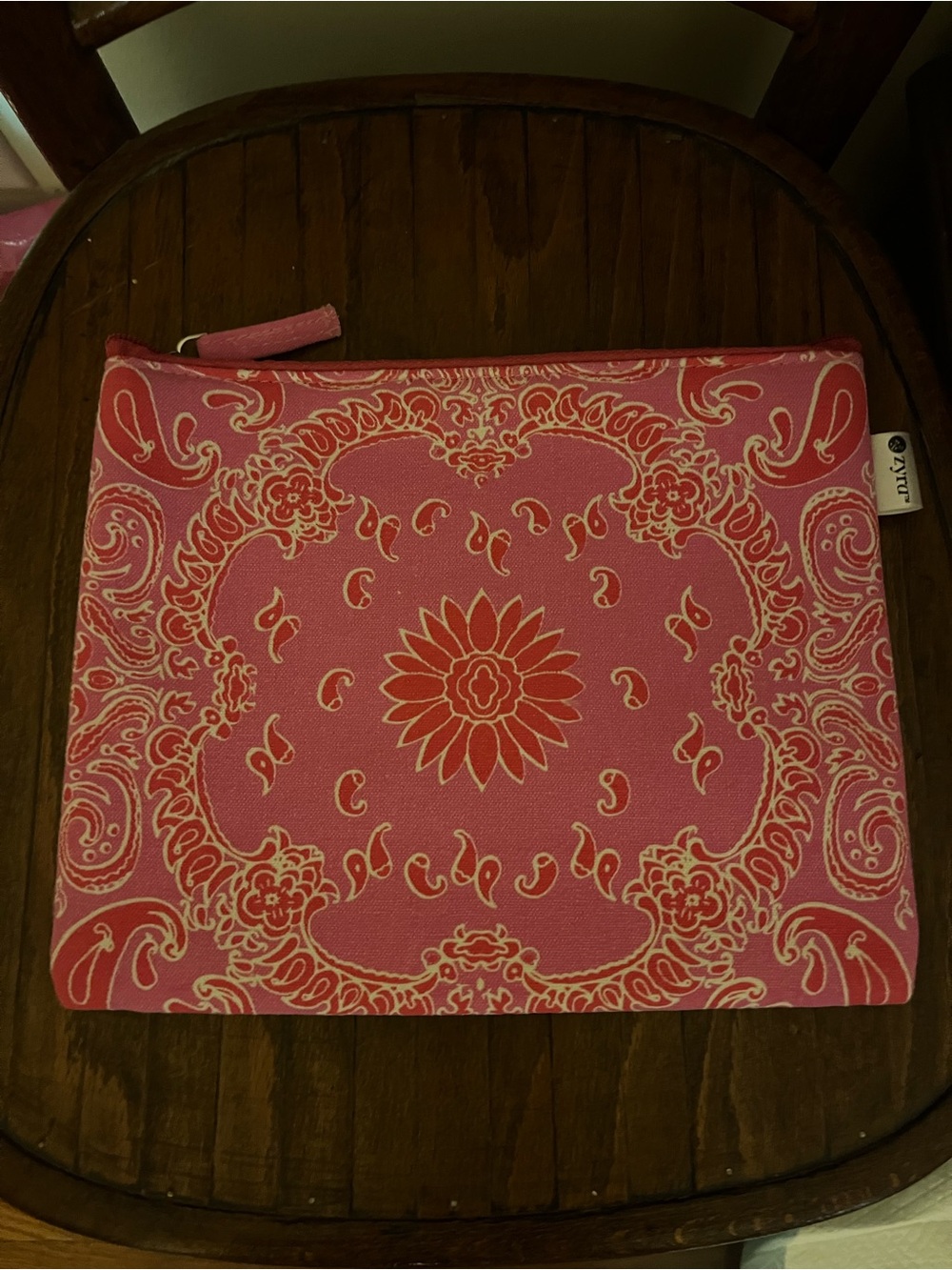 Pink and orange paisley pouch